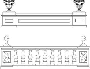 vector sketch illustration of the silhouette of an old fence design, classic vintage, ethnic, traditional, modern.eps