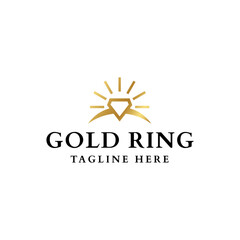 Jewelry ring with diamond logo design template.