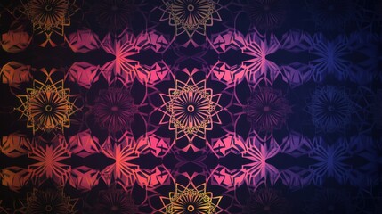 Vibrant Mandala Pattern with Intricate Floral Designs in Shades of Pink, Orange, and Purple on a Dark Background for Use in Artistic and Modern Concepts