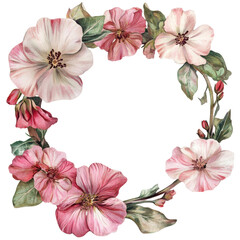 Floral Elegance: Watercolor Botanical Frame on white background