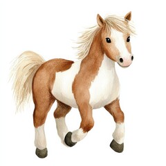 Obraz premium Charming watercolor artwork highlighting the bond between a child and a horse.