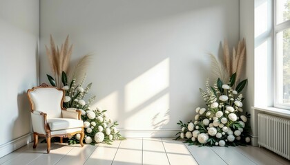 Floral arrangement with white and green flowers