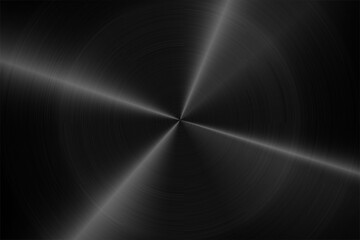 Abstract black metal background, shiny conical gradient radial foil or steel texture, illustration design for sci-fi technology wallpaper	
