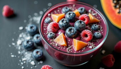 Vibrant fruit smoothie in glass