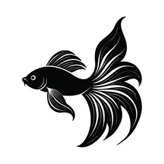 black and white fish vector image illustration and artwork silhouette on white background