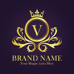 Luxury Gold Monogram Logo Letter V