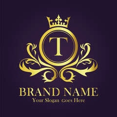 Luxury Gold Monogram Logo Letter T