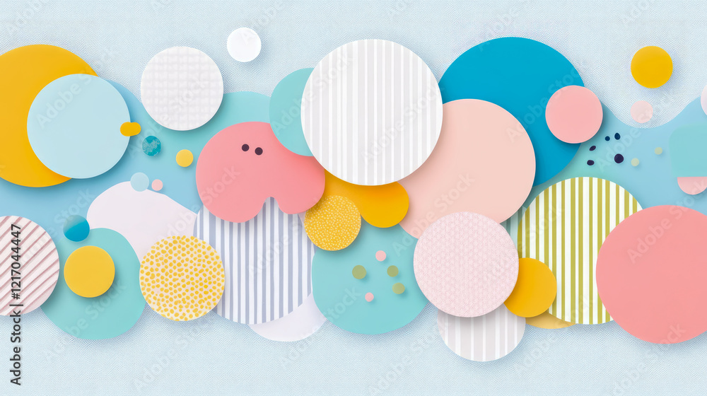 Poster abstract pastel circles: a playful composition of overlapping shapes and patterns