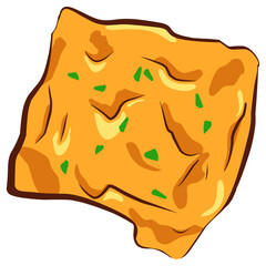 Martabak telur. Indonesian fried pancake with stuffed meat and egg