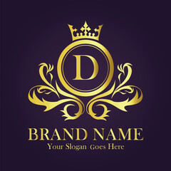 Luxury Gold Monogram Logo Letter D