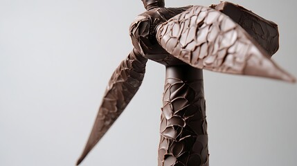 A chocolate wind turbine with rotating edible blades and textures