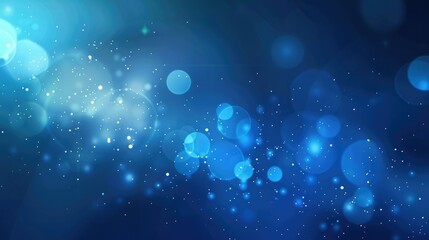 A vibrant blue abstract background with soft, glowing orbs and light effects.