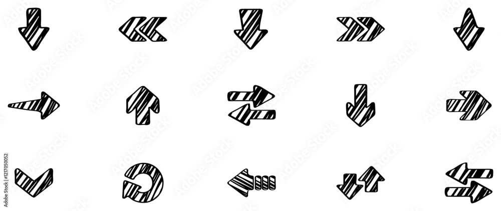 Poster arrows sketch icon set. arrow icon. arrow vector collection. arrow. cursor. modern simple arrows. ve