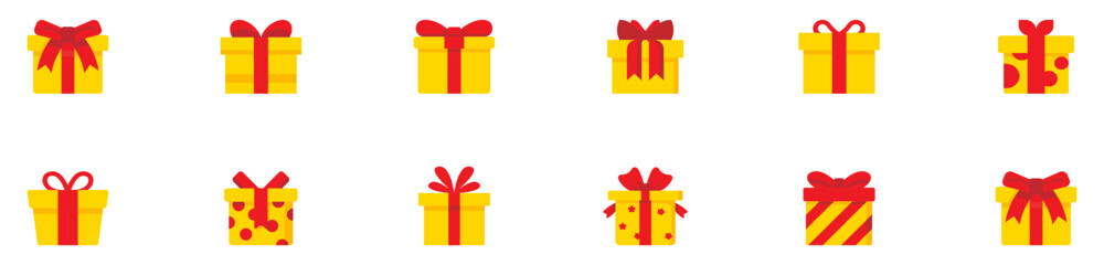 Gift box icon set. Gift box for the holiday. Abstract Gift Boxes Collection Set logo Vector Design Icons Symbol Illustration. Vector Illustration. Vector Graphic. EPS 10 