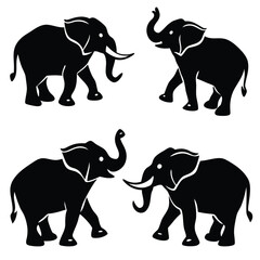 Fototapeta premium Elephants Silhouettes set vector