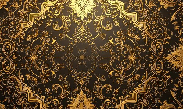 Golden luxury background with Thai pattern for brochure cover and internet advertising website. Illustration