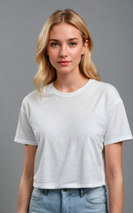 Obraz premium a woman wearing a white t - shirt and jeans