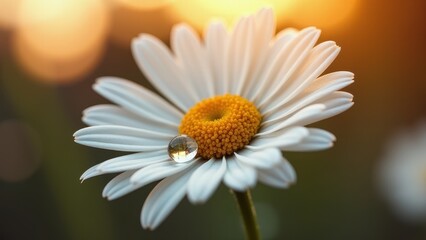 Obraz premium Close-up of a daisy flower with water droplet 