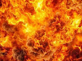 Realistic Fiery Flames Isolated on White Background - High-Resolution Stock Photo