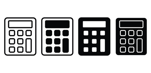 calculator accounting icon vector design black white color simple flat outline and black filled illustration sets