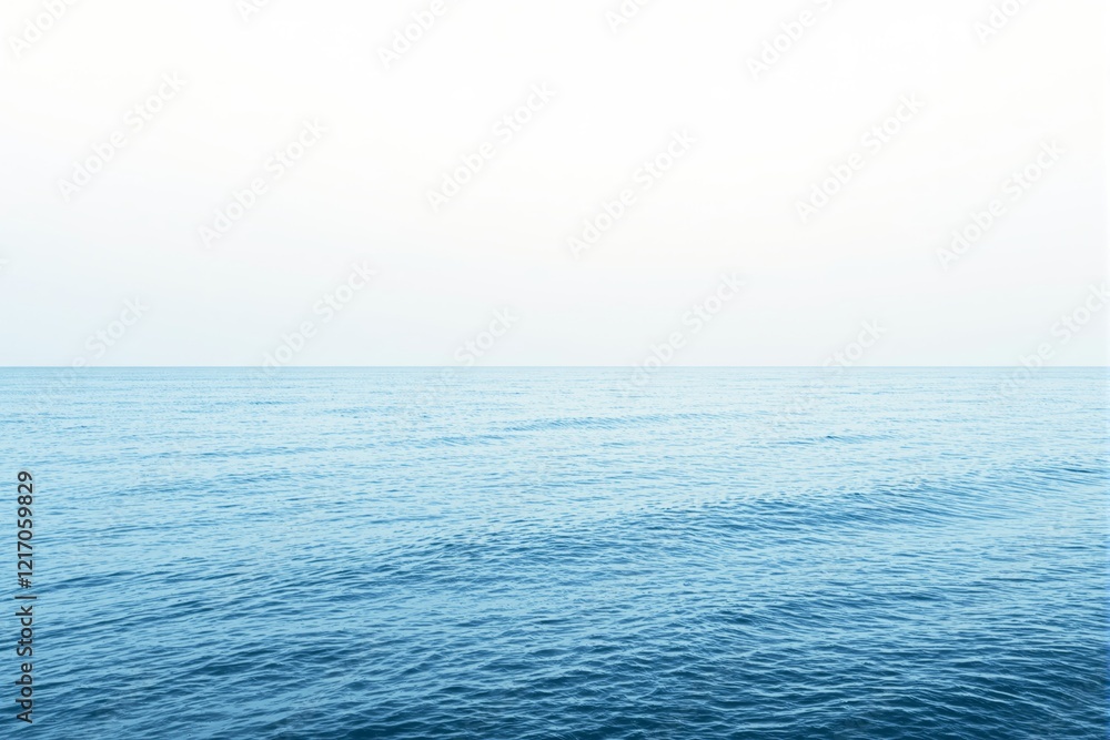 Poster a tranquil ocean view under a bright light background with gentle ripples and soft blue tones.