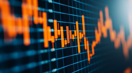 Close-up of a financial stock market chart displaying price movements and trends.