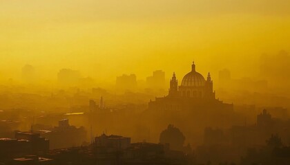 Mexico City enveloped in a yellow haze, illustrating the critical issue of air quality in urban environments.