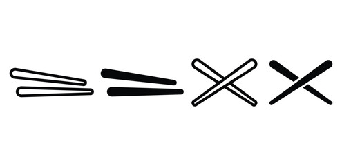 chopstick set icon vector design black white color illustration simple flat style isolated