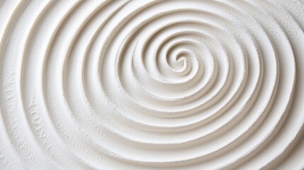 A close-up image showcasing a smooth, swirling pattern resembling whipped cream or frosting, creating an aesthetic and soothing visual effect.