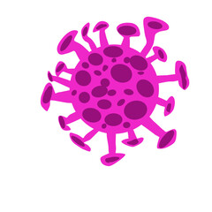 Detailed pink virus icon with unique patterns and spikes. Ideal for health-related illustrations, microbiology concepts, or COVID-19 awareness campaigns