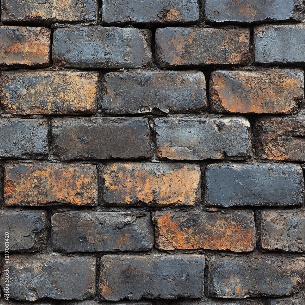 Aufkleber a close-up view of a brick wall with visible rust, ideal for use in architectural or construction-th
