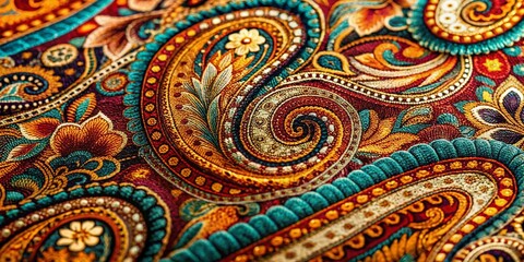 Fototapeta premium Retro Paisley Pattern Background: Vintage Floral Design with High Depth of Field