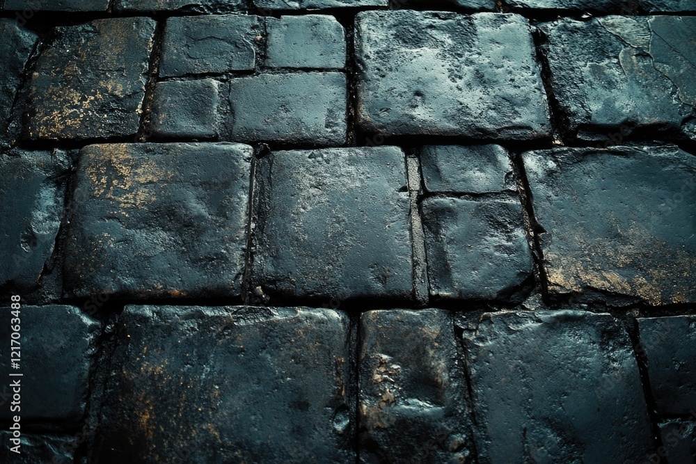 Poster a detailed view of a stone floor against a dark backdrop, ideal for use in mysterious or atmospheric