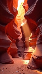 Sculptural sandstone, sunlit depths, Lower Antelope Canyon , canyon, geological