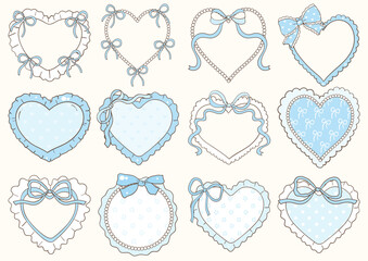 Decorative Blue Heart Frame. Vector illustration