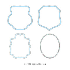 Fototapeta premium Decorative Blue Ribbon Bow Crest Frame, Vector illustration