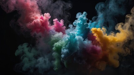 Captivating Swirls of Colorful Smoke Dancing Against a Dark Background, Evoking a Sense of Mystery and Artistic Expression in Abstract