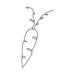 One single line drawing whole healthy organic carrots pile for farm logo identity. Fresh biennial plant concept for root vegetable icon. Modern continuous line draw design graphic vector illustration,