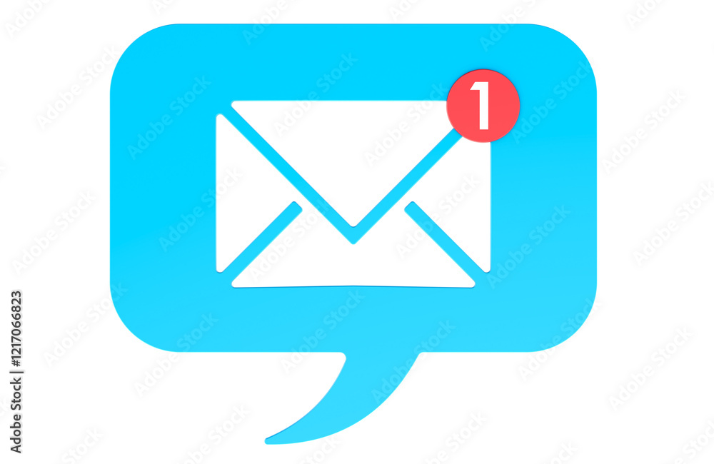 Poster new email notification. inbox receiving electronic message alert, concept. 3d rendering isolated on 