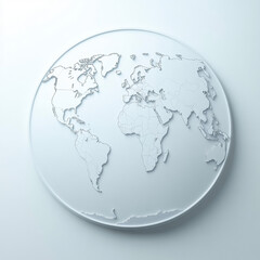 Fototapeta premium minimalist world map design in white, showcasing continents and countries with clean, modern aesthetic. Ideal for educational or decorative purposes