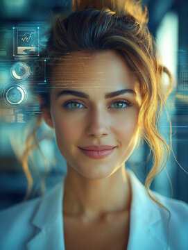 With a confident smile, the female CEO radiates leadership and inspiration in her stylish office. Her bright eyes reflect determination and creativity, driving innovative ideas forward