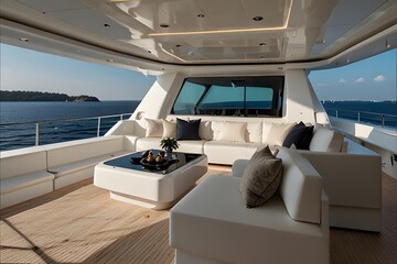 picturesque view of the endless sea from the deck of a comfortable modern yacht.