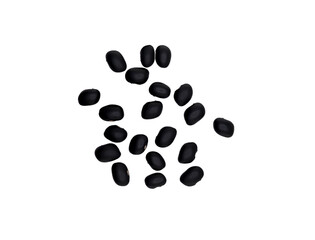 Pile of organic dried legumes such as black beans, azuki beans and rajma beans, soybeans placed separately on different surfaces on a black and white background.