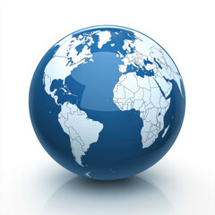 Fototapeta premium 3D globe showing continents and oceans in blue and white colors, symbolizing global connectivity and geography