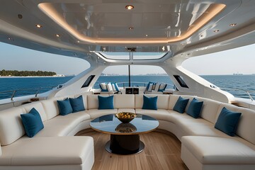 picturesque view of the endless sea from the deck of a comfortable modern yacht.