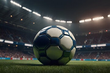 a soccer field with a soccer ball on it