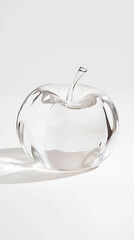 Glass apple figurine transparent design light reflection simple style pure object