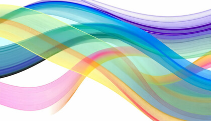 Obraz premium colorful flowing waves, abstract curves, translucent overlapping ribbons, vibrant spectrum, dynamic motion, smooth gradients, fluid lines, rainbow hues, ethereal wisps, swirling patterns, soft blendin