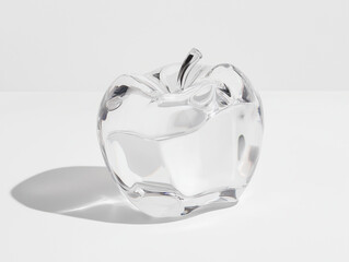 Transparent glass apple figurine light reflection minimal simple design pure form
