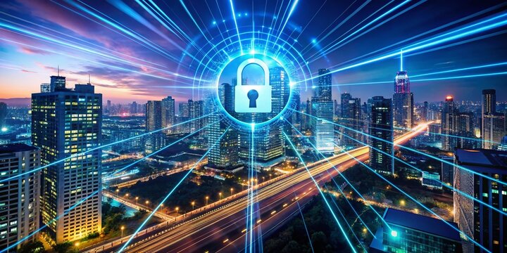 Secure Data Transmission: Aerial View of Global Network Secured by SSL Certificate